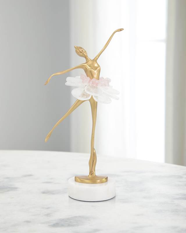 Selenite Ballet Sculpture on Marble Base I